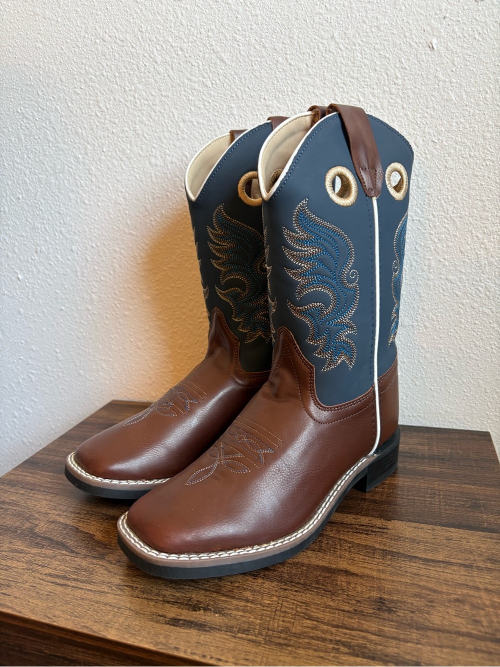 Old West Youth Square Toe Cowboy Boots